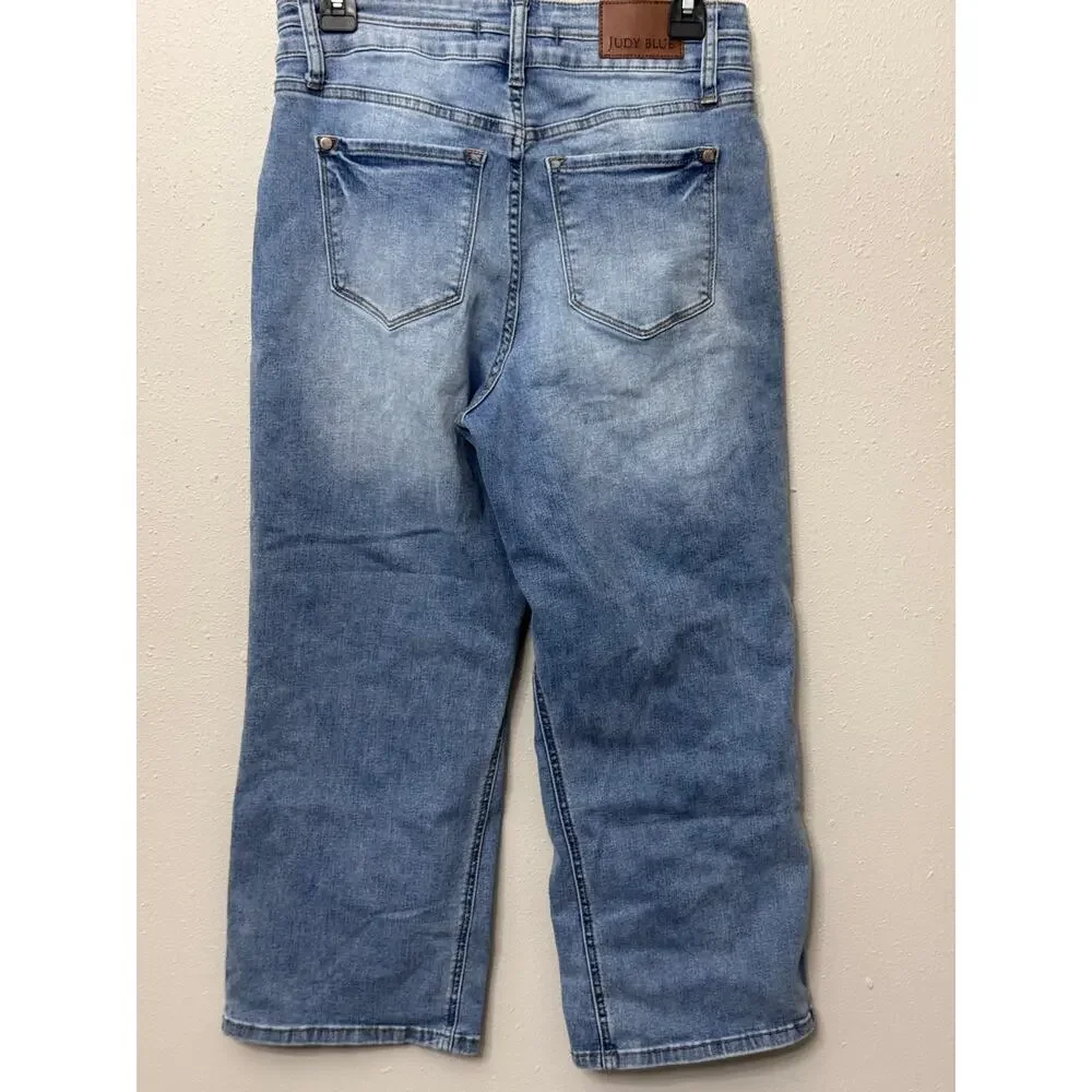 Judy Blue Cropped Distressed jeans Women’s 9/29 Blue Denim‎ Vacation Beach Boho